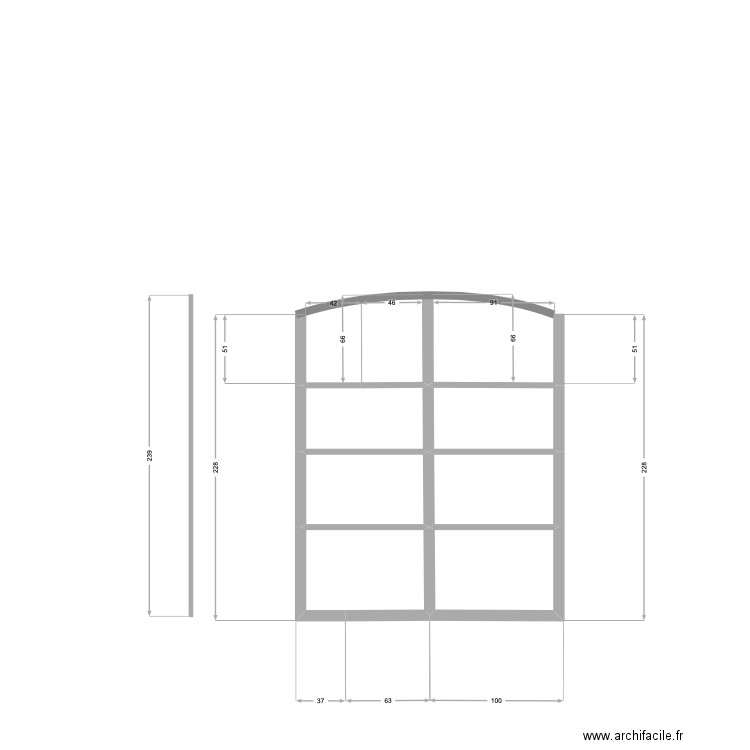 fenetre. Plan de 6 pièces et 3 m2