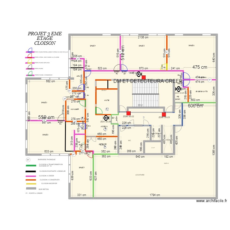 plan 3eme CLOISON AVEC SAS. Plan de 6 pièces et 562 m2