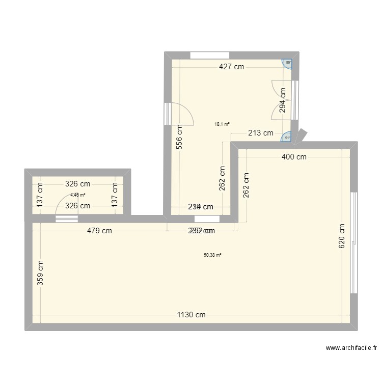 rdc maison. Plan de 3 pièces et 73 m2