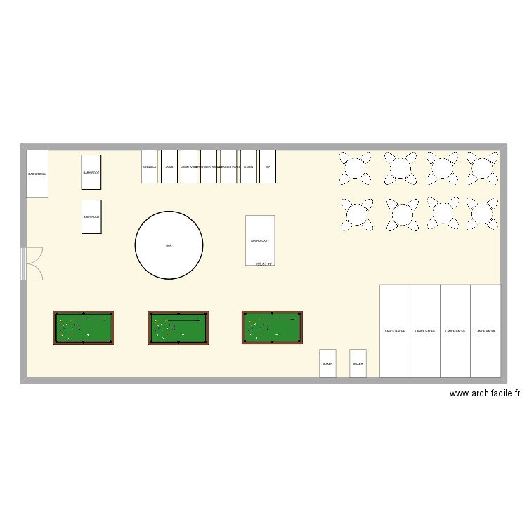 SALLE DE JEUX. Plan de 1 pièce et 200 m2