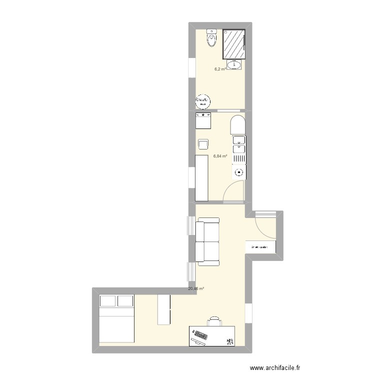 samhome2. Plan de 3 pièces et 33 m2