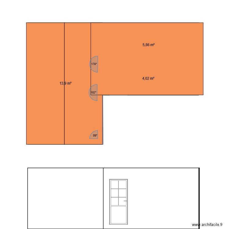 prisc. Plan de 3 pièces et 24 m2