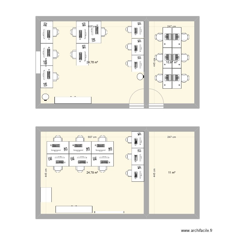 Bureaux Azimut. Plan de 4 pièces et 72 m2