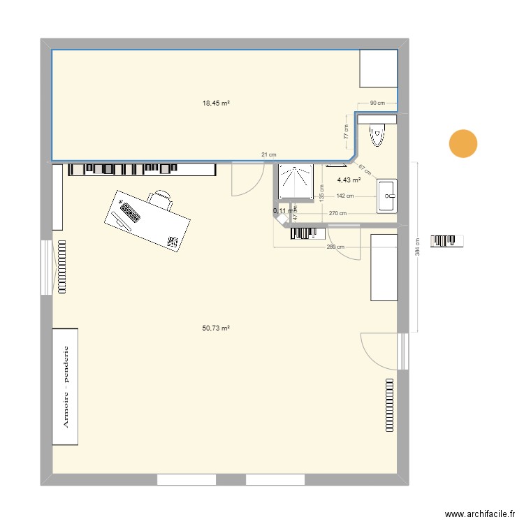 sdb haut 2025_80x80_2_coincoupé. Plan de 4 pièces et 74 m2