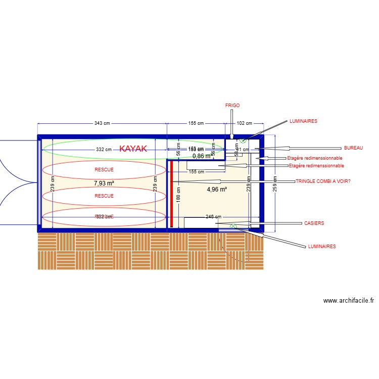 SAUVETAGE. Plan de 3 pièces et 14 m2