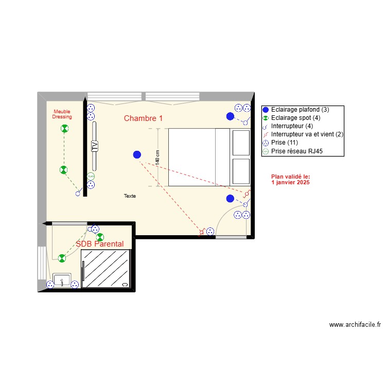 ELECTRICITE OPTION DRESSING. Plan de 1 pièce et 18 m2