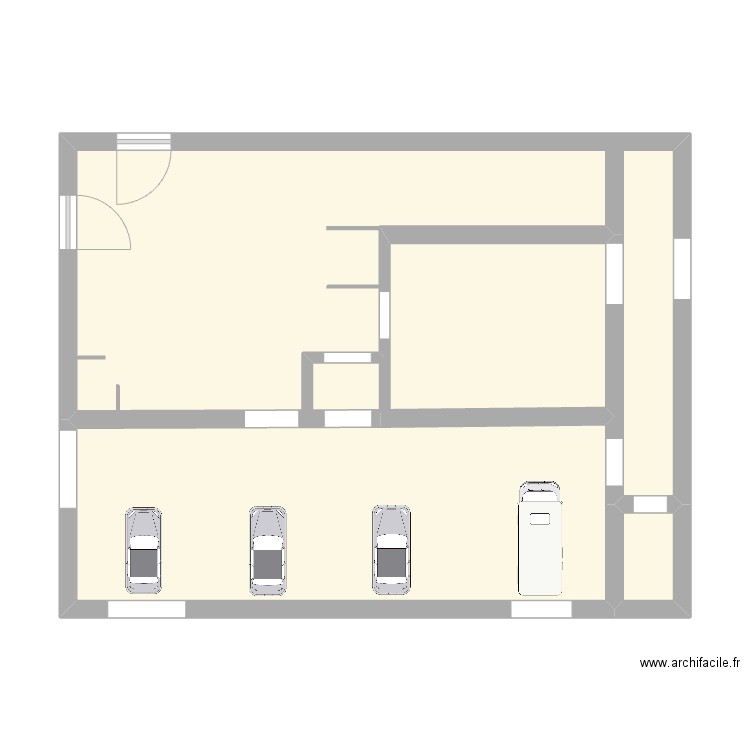 garage . Plan de 3 pièces et 53 m2