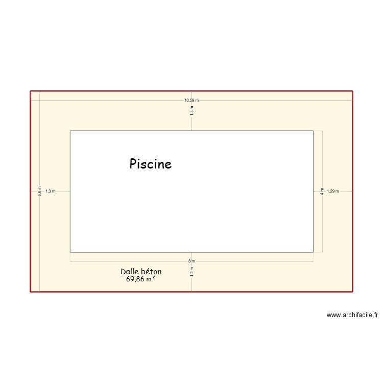 piscine. Plan de 1 pièce et 70 m2