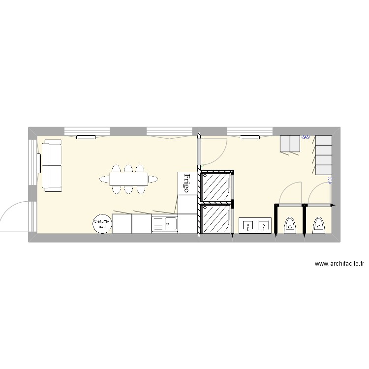 projet cdg. Plan de 5 pièces et 26 m2