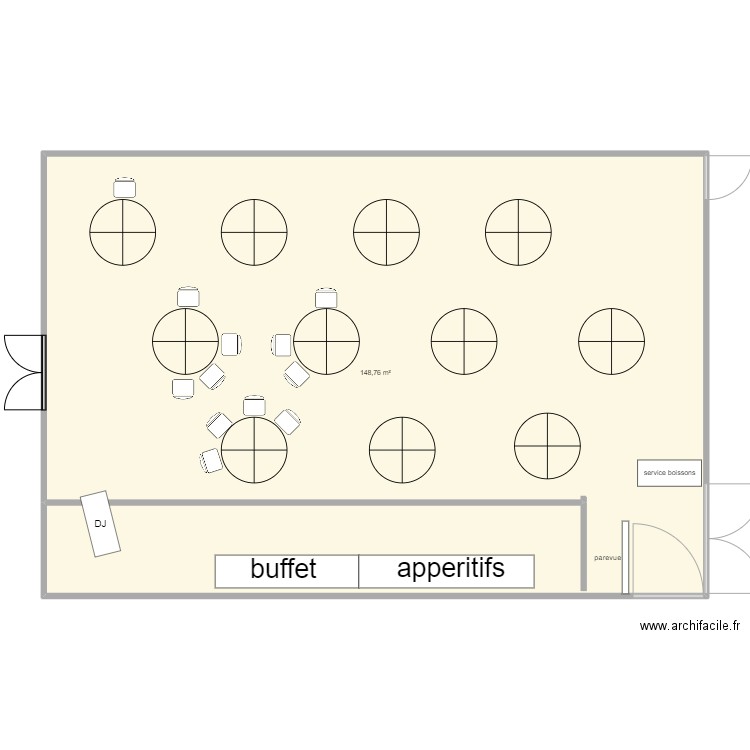 salle 2024. Plan de 1 pièce et 149 m2