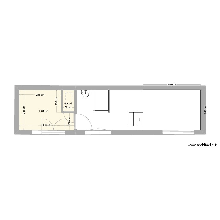 PLAN RC DEPENDANCE. Plan de 2 pièces et 8 m2