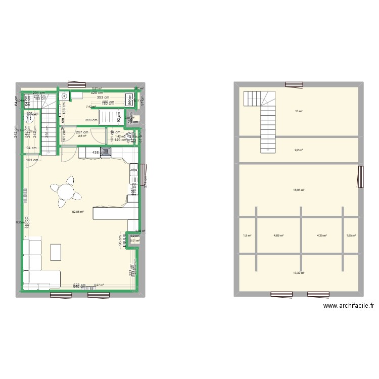 Grenier Canteleu. Plan de 26 pièces et 140 m2