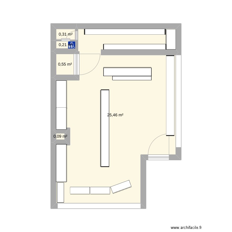 charlotte corday. Plan de 5 pièces et 27 m2