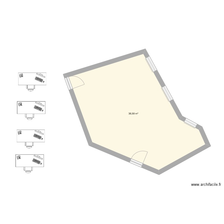 af f. Plan de 1 pièce et 37 m2