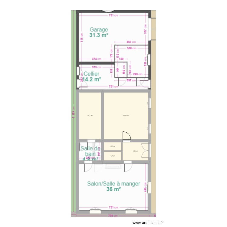 tedd. Plan de 5 pièces et 40 m2