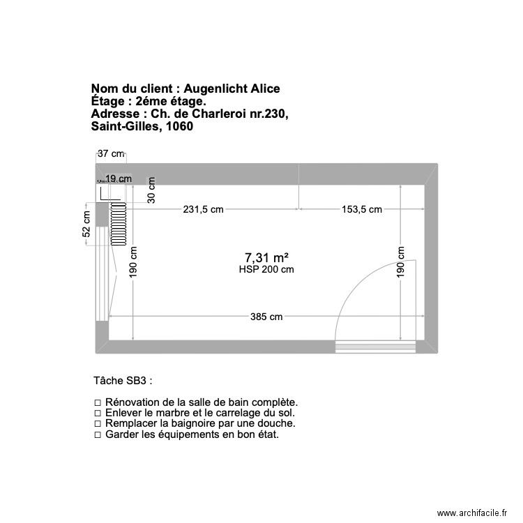 DIU_2éme étage - S02824. Plan de 1 pièce et 7 m2