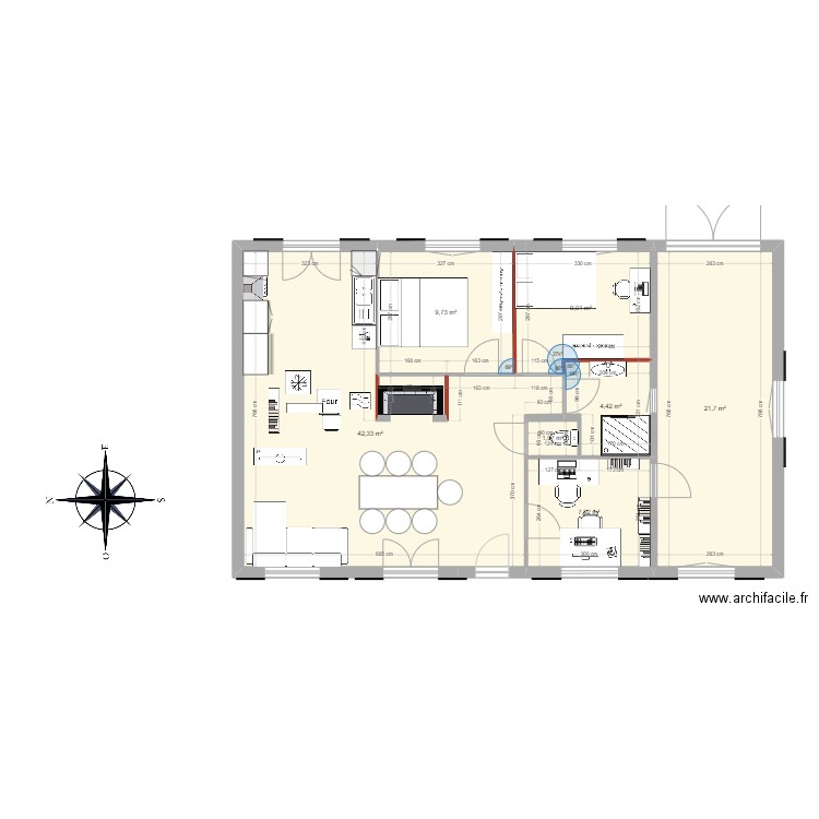 MAISON avec cuisine. Plan de 7 pièces et 96 m2