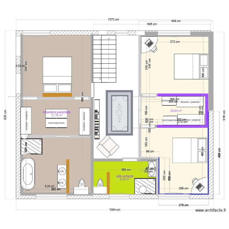 damien v2. Plan de 5 pièces et 67 m2