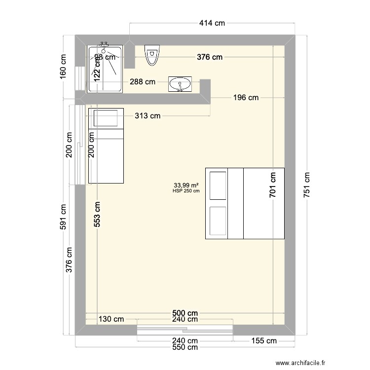 Tozeur guest house. Plan de 1 pièce et 34 m2