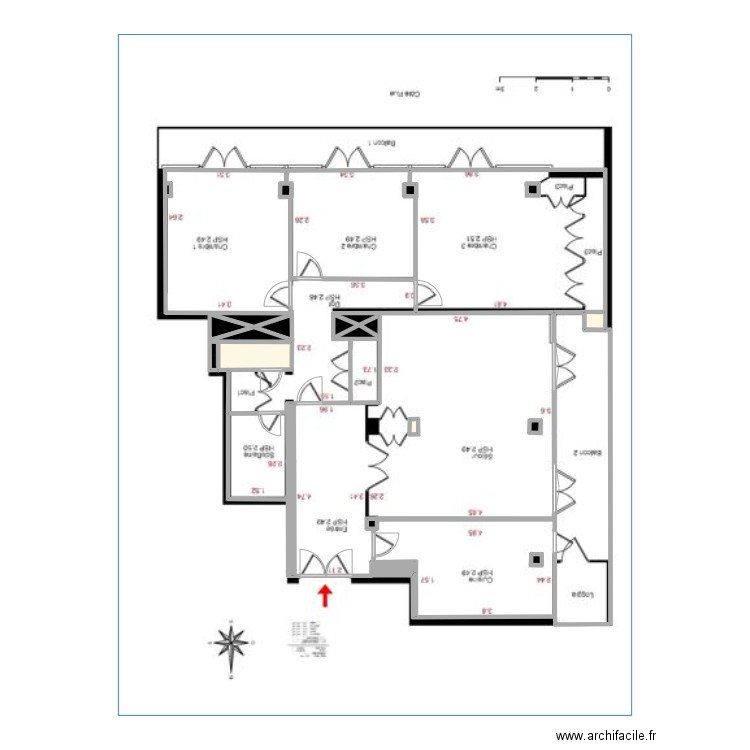 FAROUX PLAN EXISTANT. Plan de 3 pièces et 2 m2