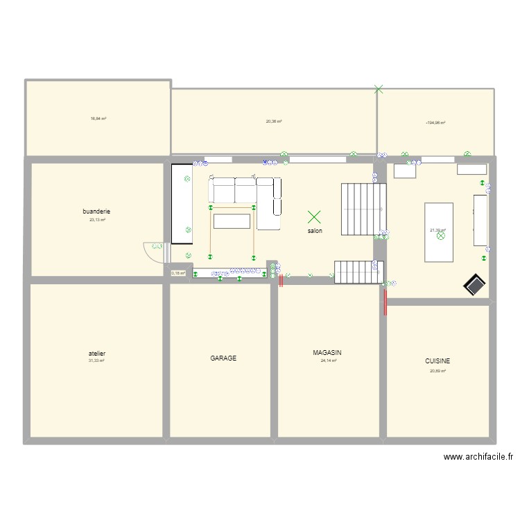 maison. Plan de 9 pièces et 170 m2