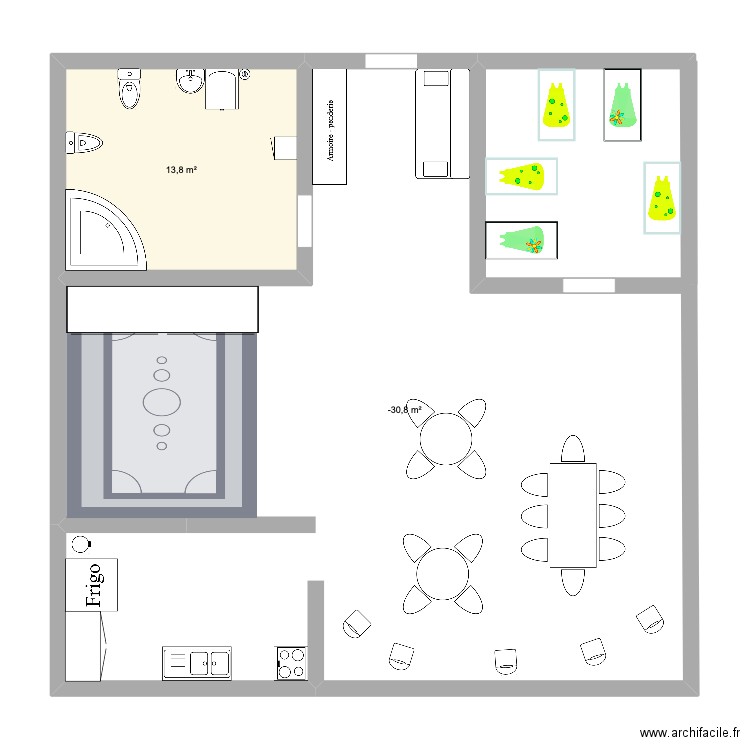 RDC MAM. Plan de 2 pièces et 106 m2