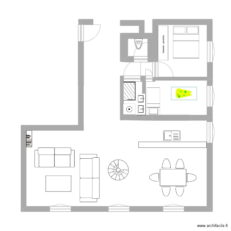 REZ DE CHAUSSÉ LASSAGNE. Plan de 2 pièces et 6 m2