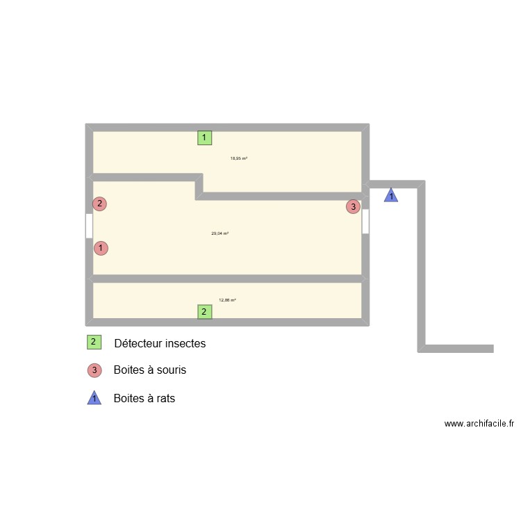 Résidence Alizée. Plan de 3 pièces et 61 m2