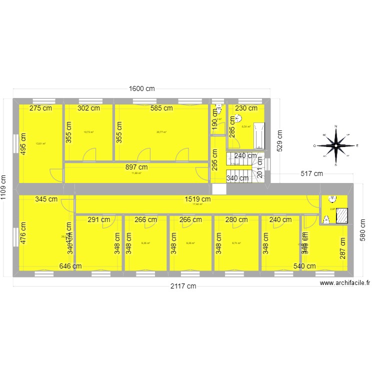 PLAN 1ER ETAGE COLLOREC 2-1. Plan de 14 pièces et 166 m2