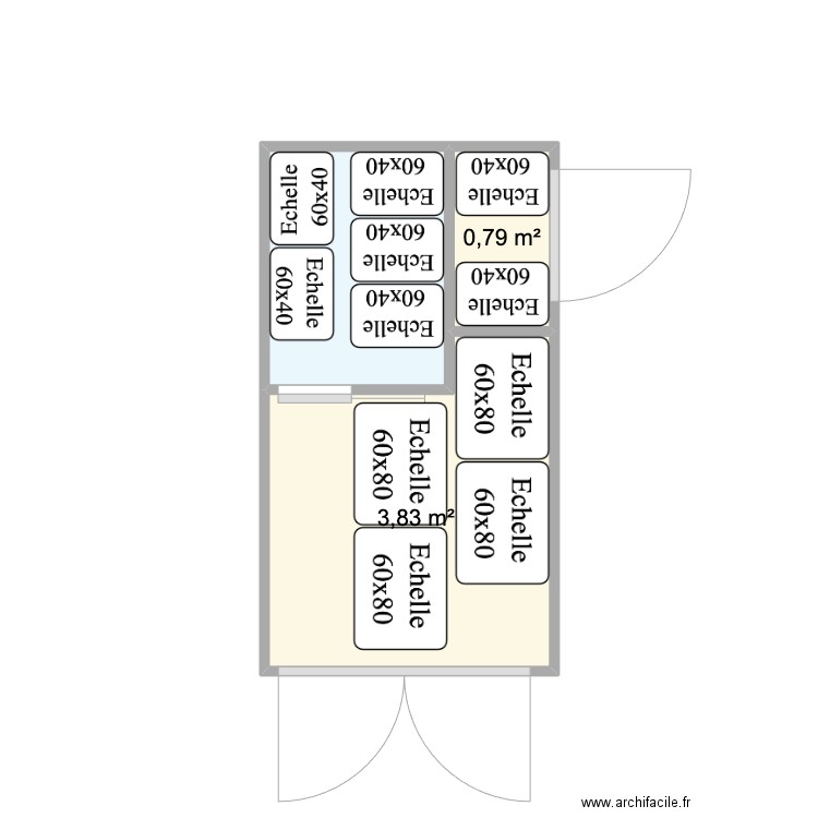 Aménagement camion Frigo. Plan de 3 pièces et 7 m2