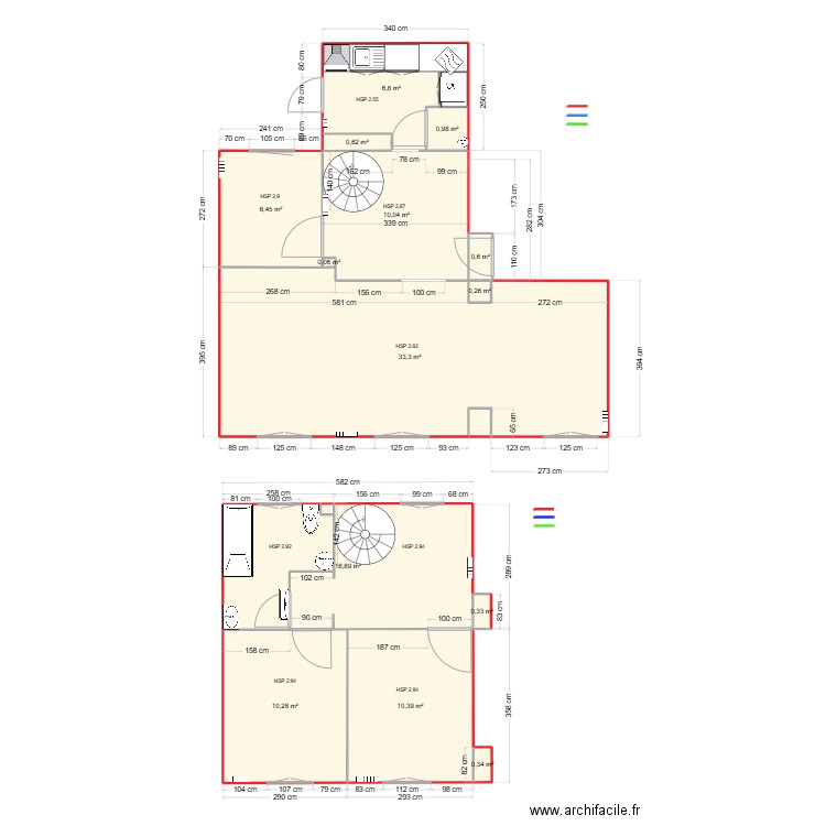 carnot1. Plan de 7 pièces et 45 m2