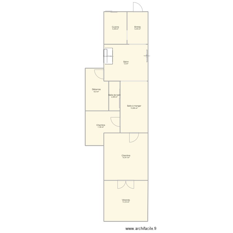 M2A. Plan de 9 pièces et 79 m2