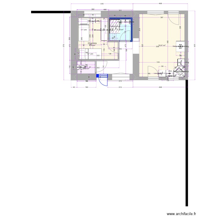 La guérinière. Plan de 4 pièces et 35 m2