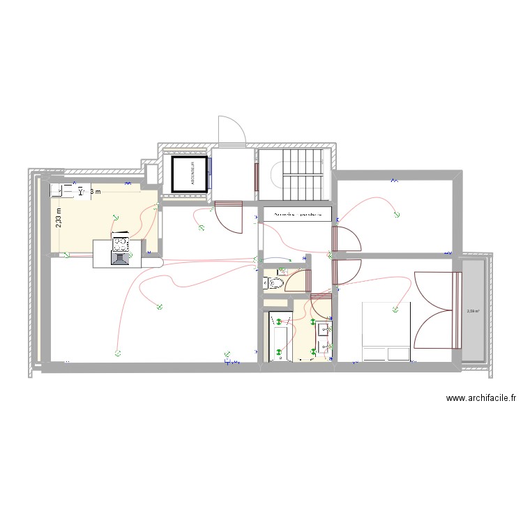 TANTE DAVID ELEC &. Plan de 7 pièces et 15 m2