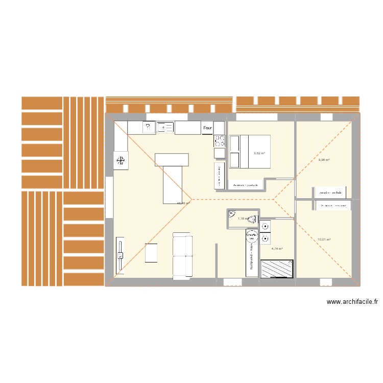 maison 3. Plan de 6 pièces et 84 m2