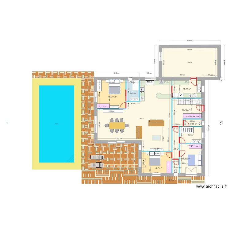 Pignons symetrique 164.13 M² m² entree 15m². Plan de 18 pièces et 365 m2