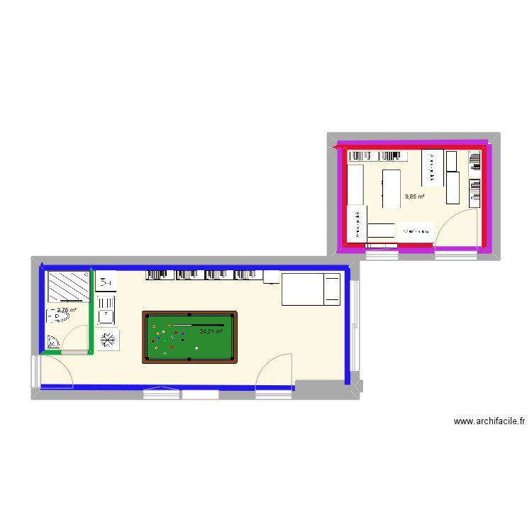 Atelier électricité. Plan de 4 pièces et 37 m2