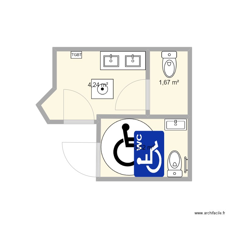 CHanTC. Plan de 3 pièces et 9 m2