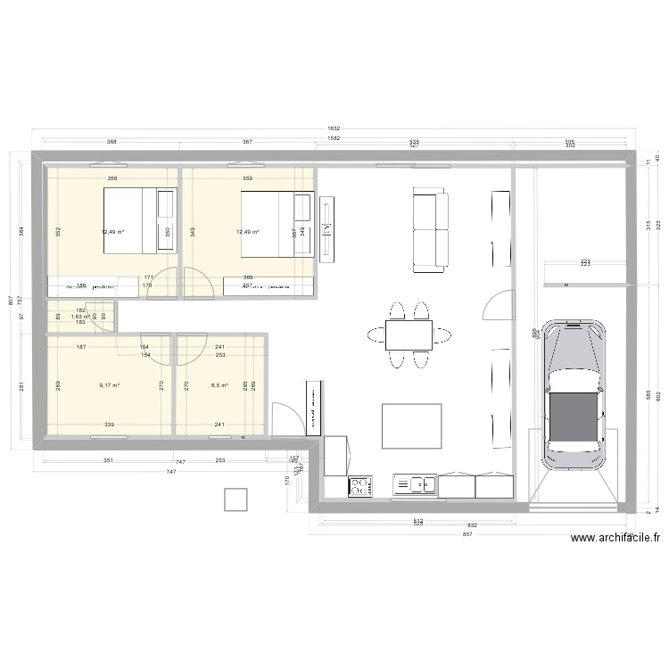 Plan Perso. Plan de 5 pièces et 42 m2