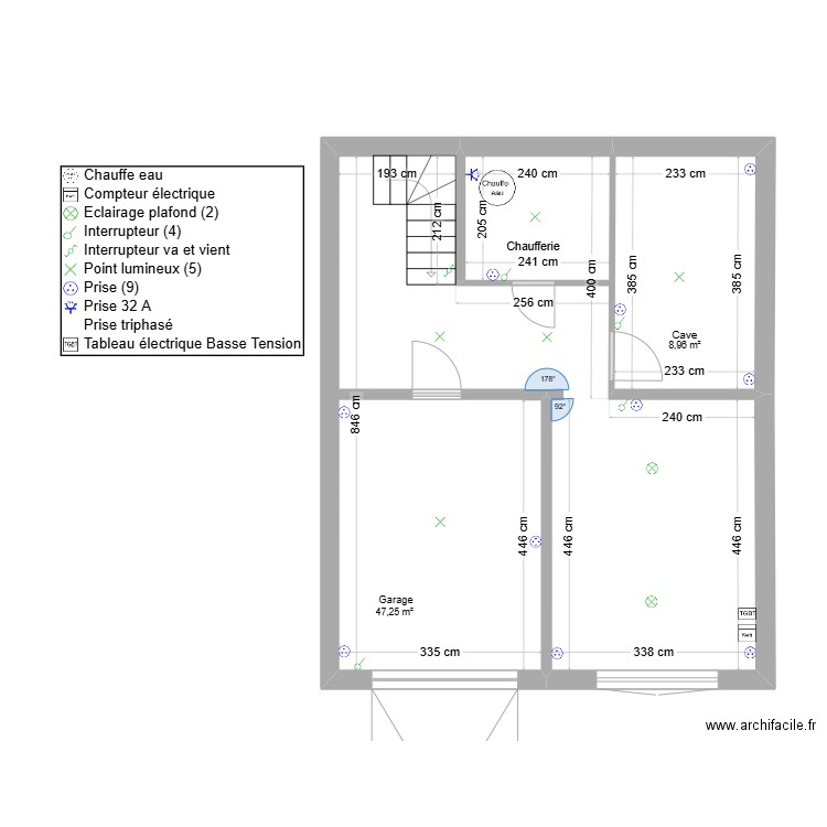 SOUSSOL MAXD. Plan de 2 pièces et 56 m2