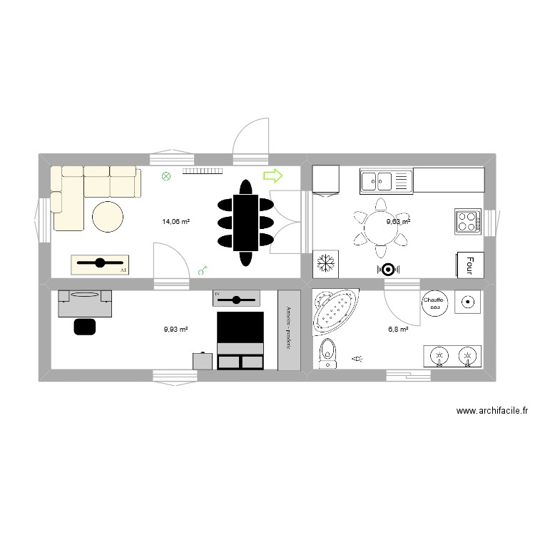 εξυπνο σπιτι. Plan de 4 pièces et 40 m2