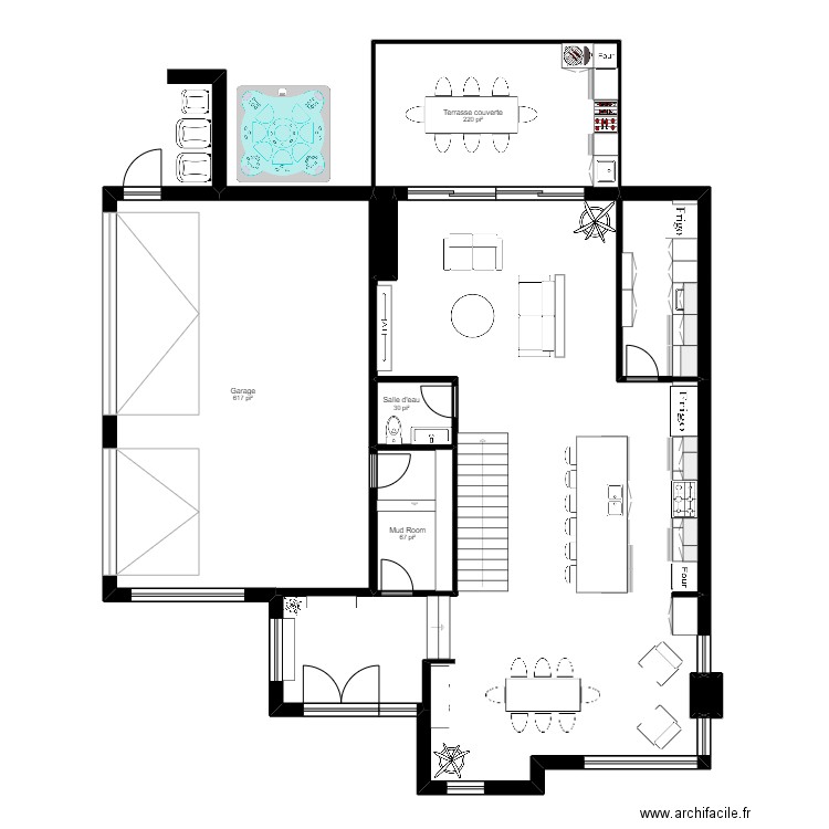 22993 RDC mai 2024. Plan de 9 pièces et 185 m2