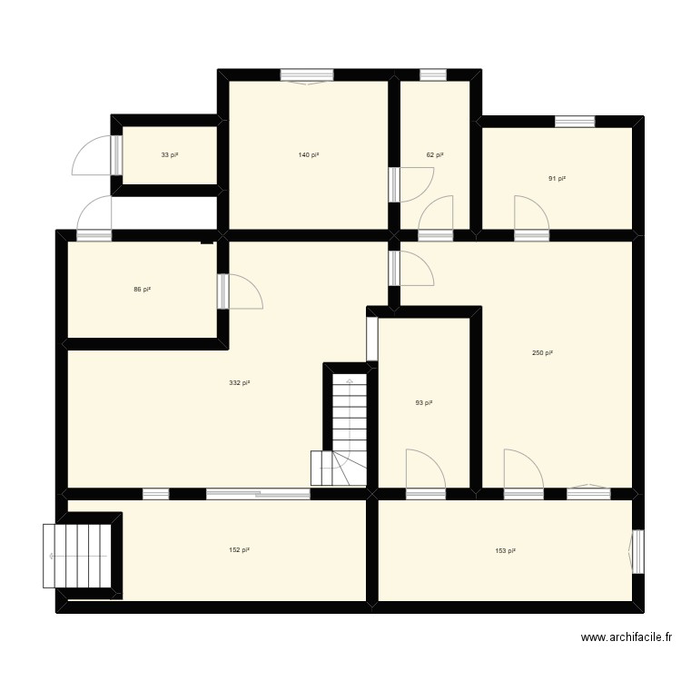 Maison. Plan de 10 pièces et 129 m2