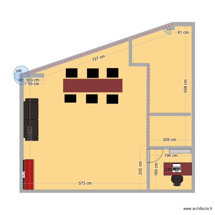 mdj. Plan de 2 pièces et 50 m2