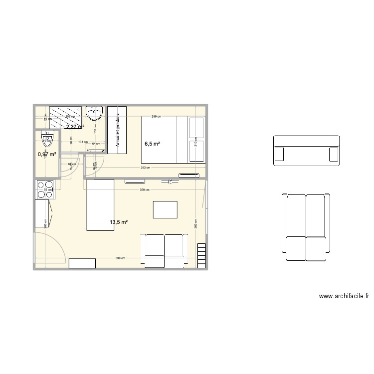 Appart_84-V2. Plan de 4 pièces et 23 m2