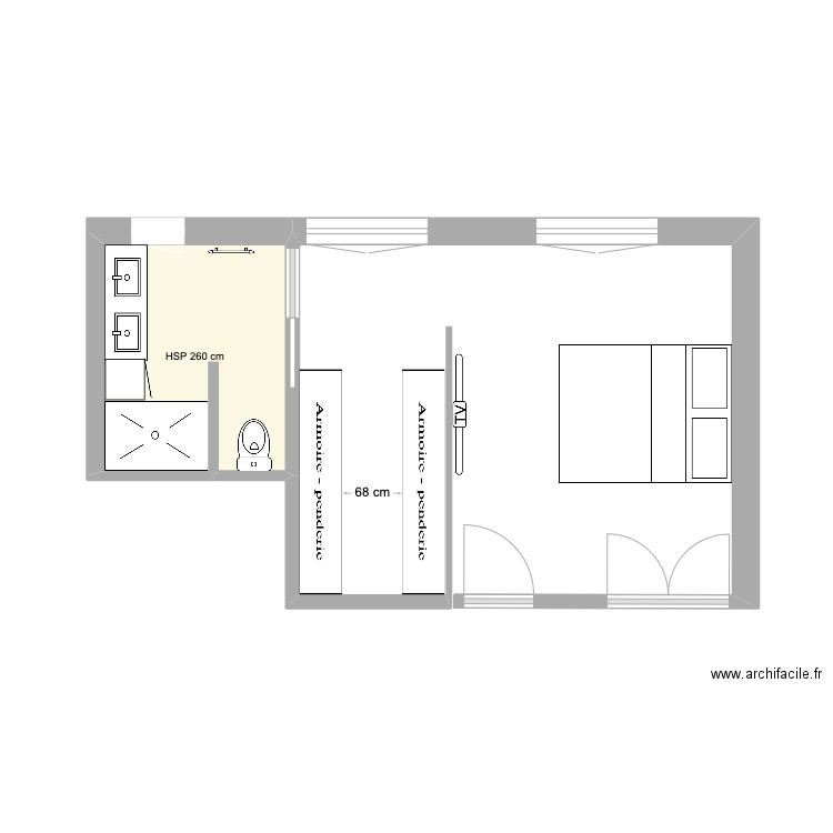 CHAMBRE 2. Plan de 1 pièce et 5 m2