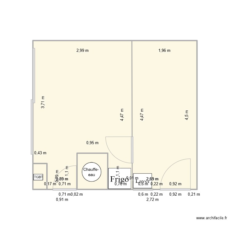 Garage. Plan de 3 pièces et 22 m2