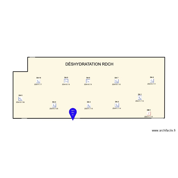 DESHYDRATION 3. Plan de 1 pièce et 52 m2