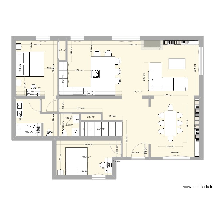 clem modif. Plan de 7 pièces et 106 m2