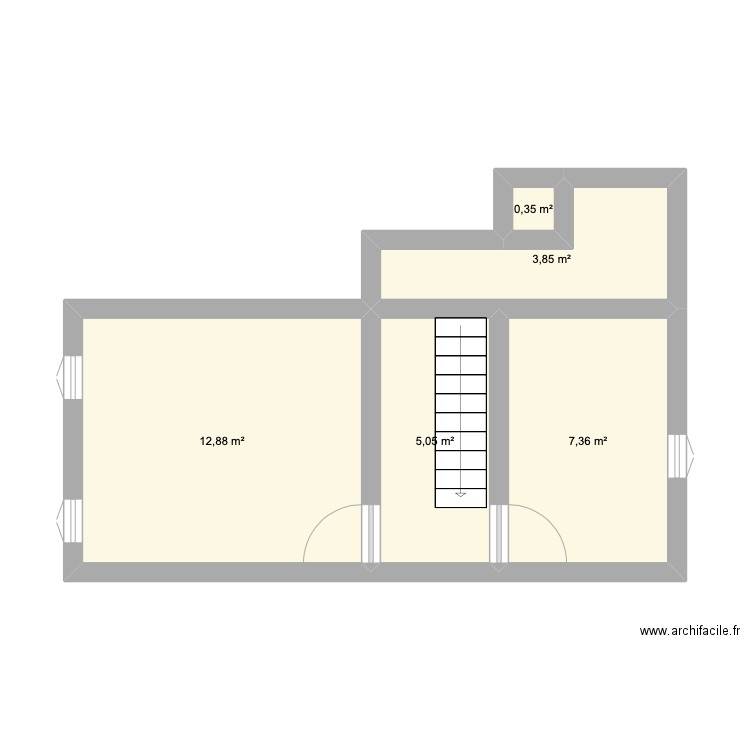 ETAGE . Plan de 5 pièces et 29 m2